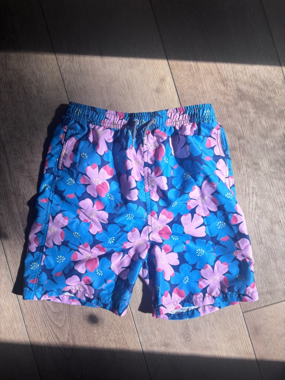 Kids Floral Blue & Pink Swim Trunks